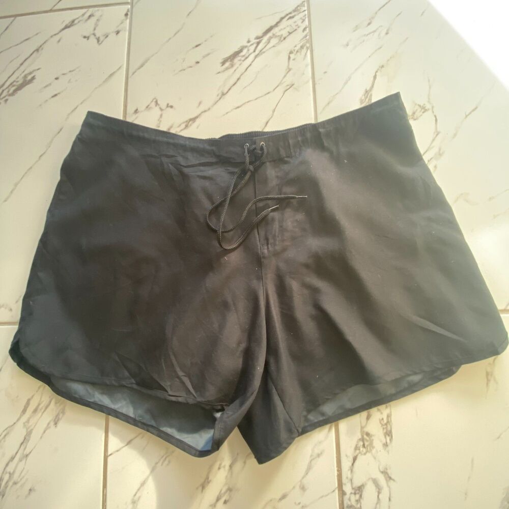 Catalina Womens 2X 18W 20W Black Polyester Pull On Shorts Drawstring